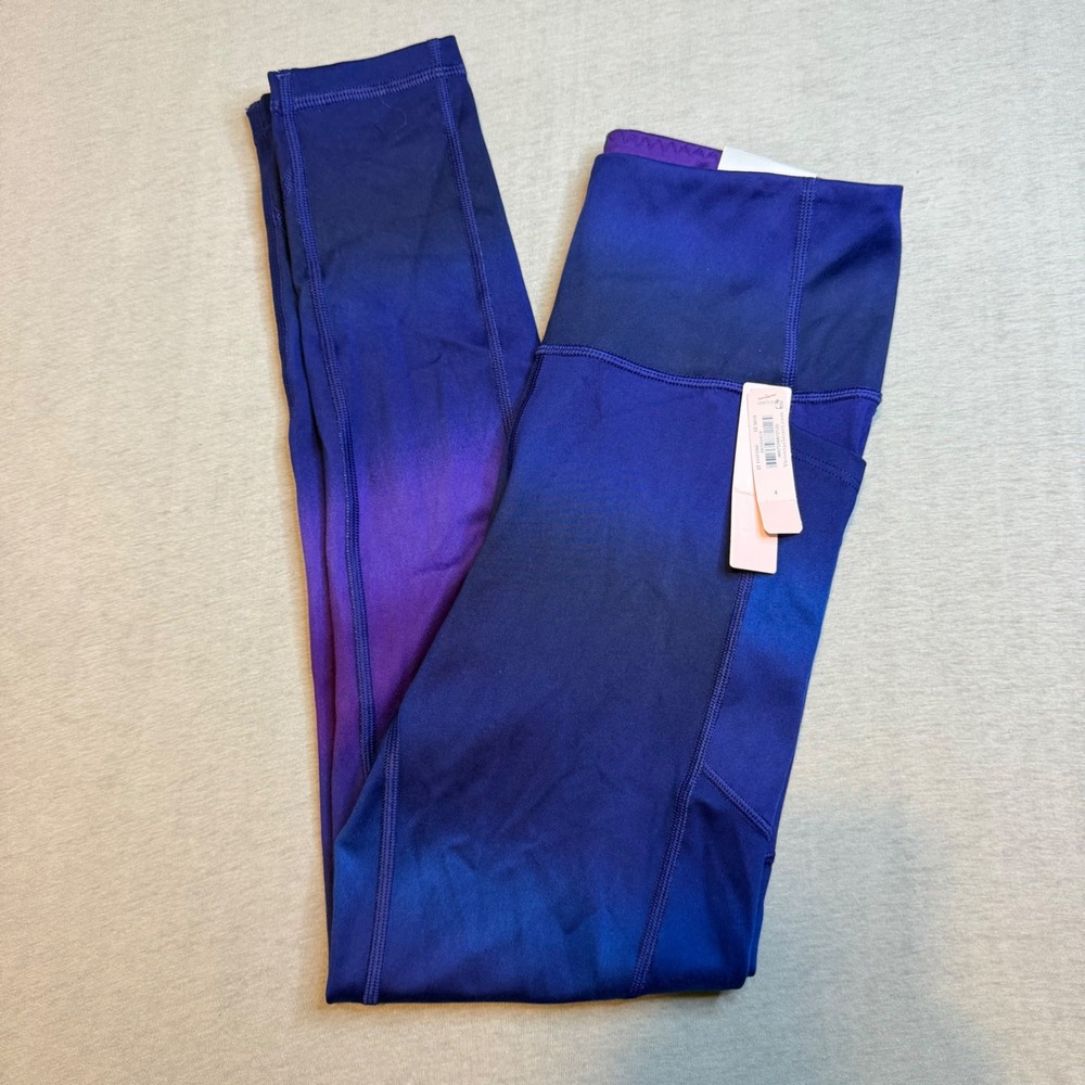 Victoria's Secret On Point Flow Leggings Blue Purple Ombre 7/8 Pocket Size 4